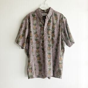 Reyn Spooner XXL Pullover Hawaiian Shirt Pineapple Print Button Pocket SS